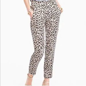 | J. Crew | Ruffle Waist Linen Pant Leopard Print